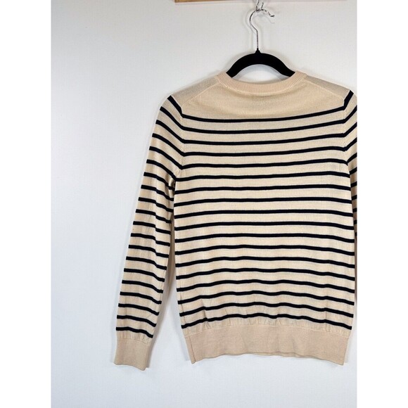 APC Womens Sweater Beige Striped Wool Crewneck Pullover Long Sleeve Jumper Small - Picture 8 of 11
